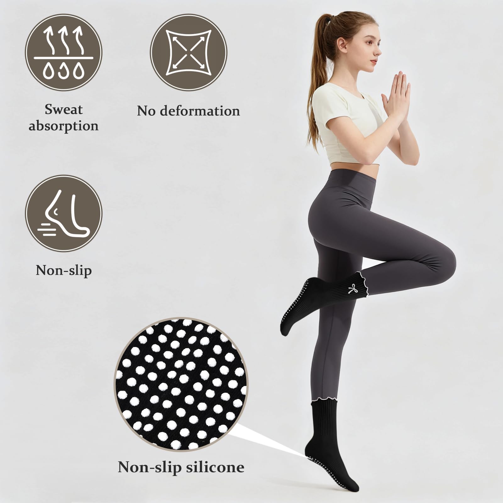 3 Pairs of Anti-Slip Grip Pila - Medias Para Pilates Y Yoga review and price